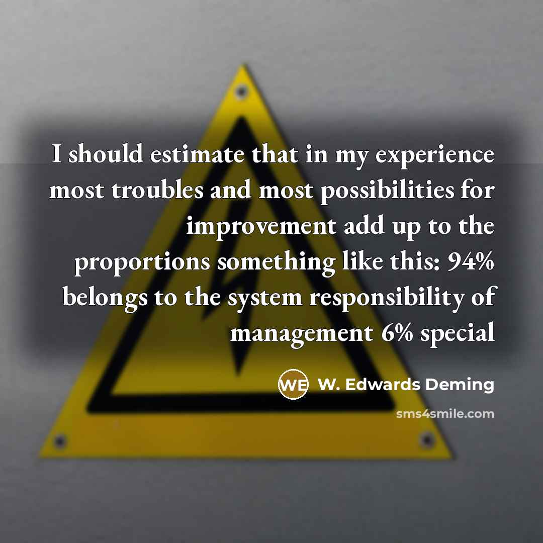 “I should estimate that in my experience most troubles and…” quote by W. Edwards Deming