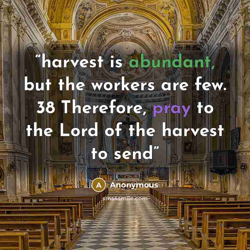 “harvest is abundant, but the workers are few. 38 Therefore, pray to the Lord of the harvest to send” quote by Anonymous