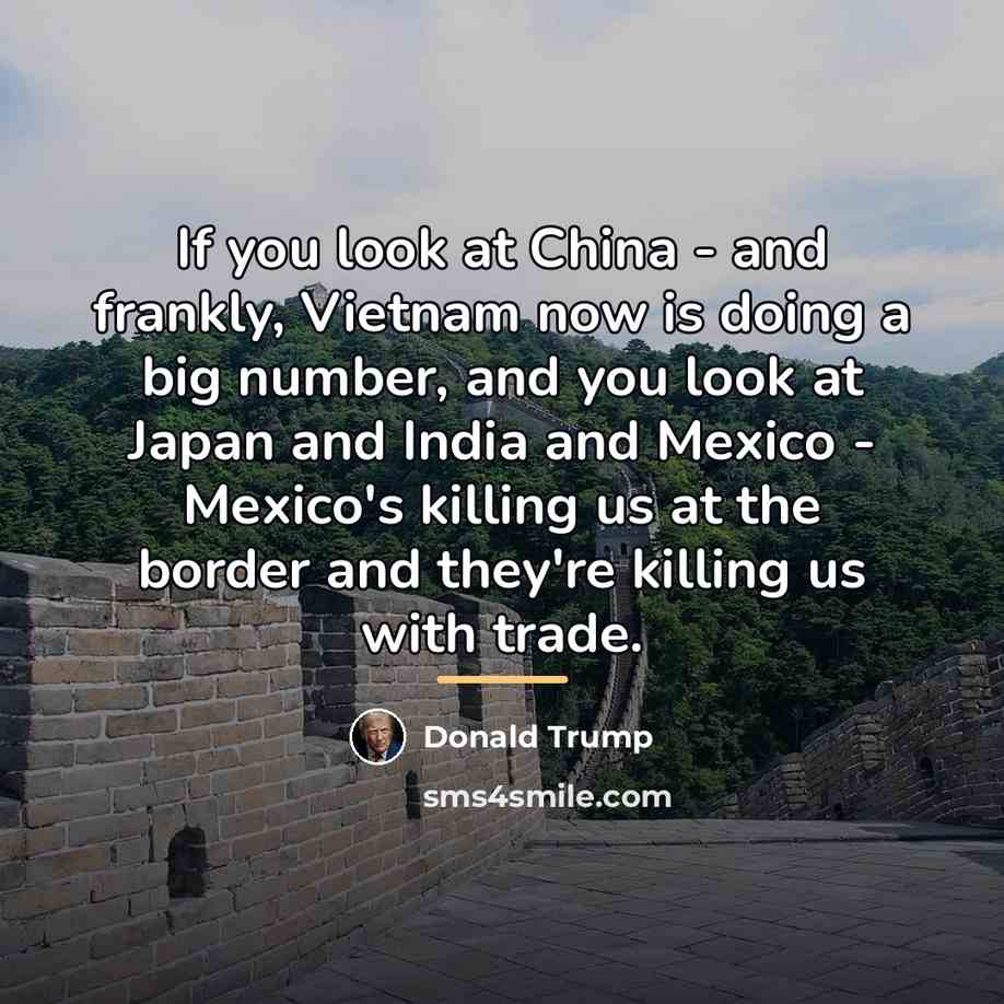 “If you look at China - and frankly, Vietnam now…” quote by Donald Trump