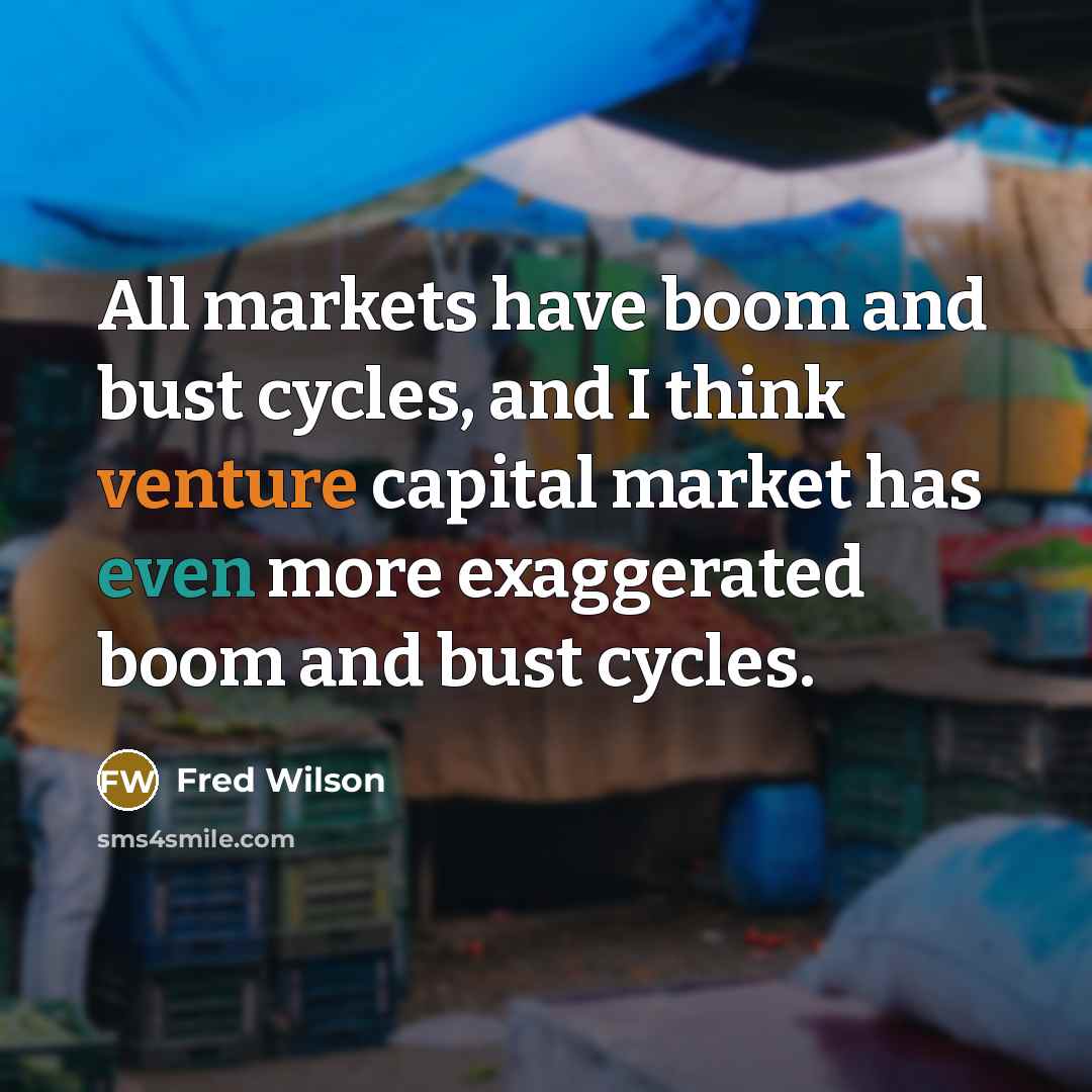 “All markets have boom and bust cycles, and I think venture capital market has even more exaggerated boom and bust cycles.” quote by Fred Wilson