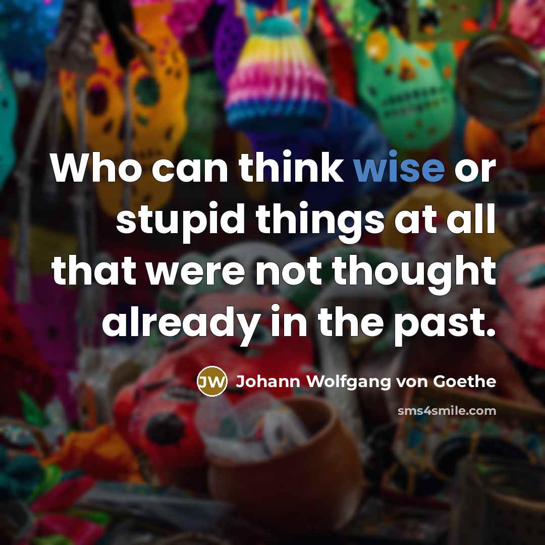 “Who can think wise or stupid things at all that…” quote by Johann Wolfgang von Goethe