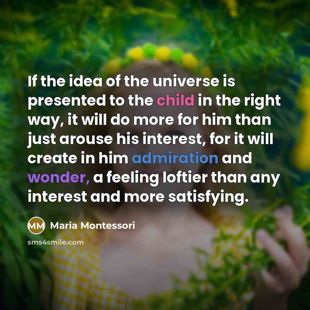 “If the idea of the universe is presented to the…” quote by Maria Montessori