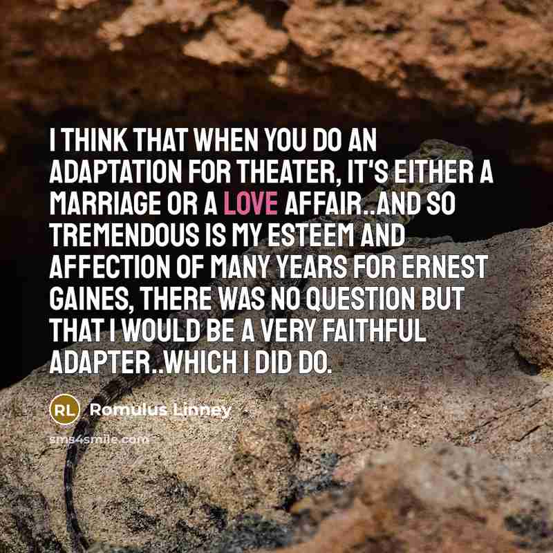 “I think that when you do an adaptation for theater,…” quote by Romulus Linney