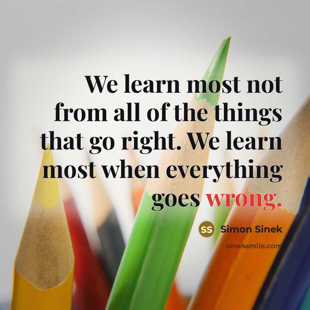 “We learn most not from all of the things that…” quote by Simon Sinek