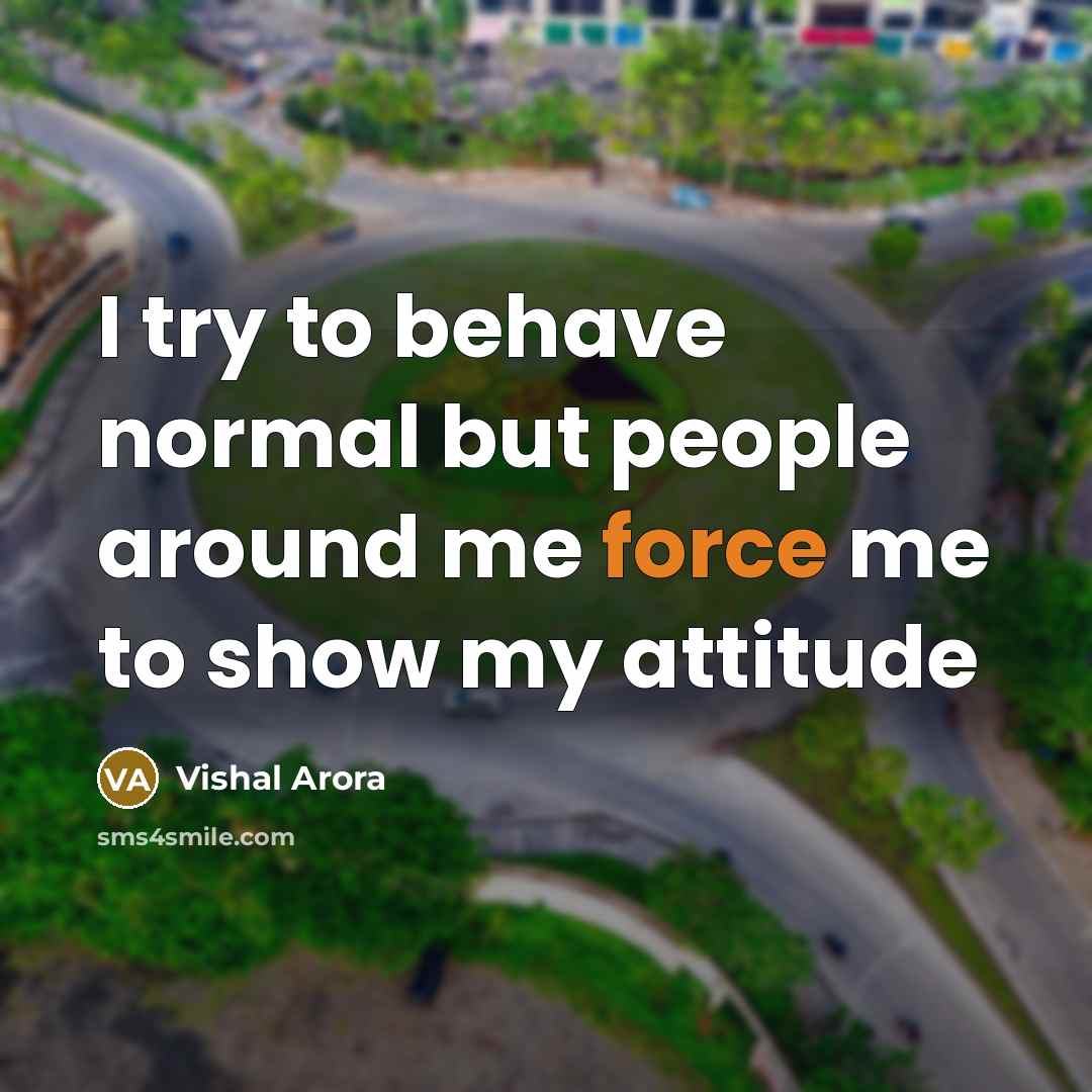 “I try to behave normal but people around me force me to show my attitude” quote by Vishal Arora
