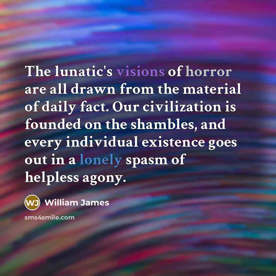 “The lunatic's visions of horror are all drawn from the…” quote by William James