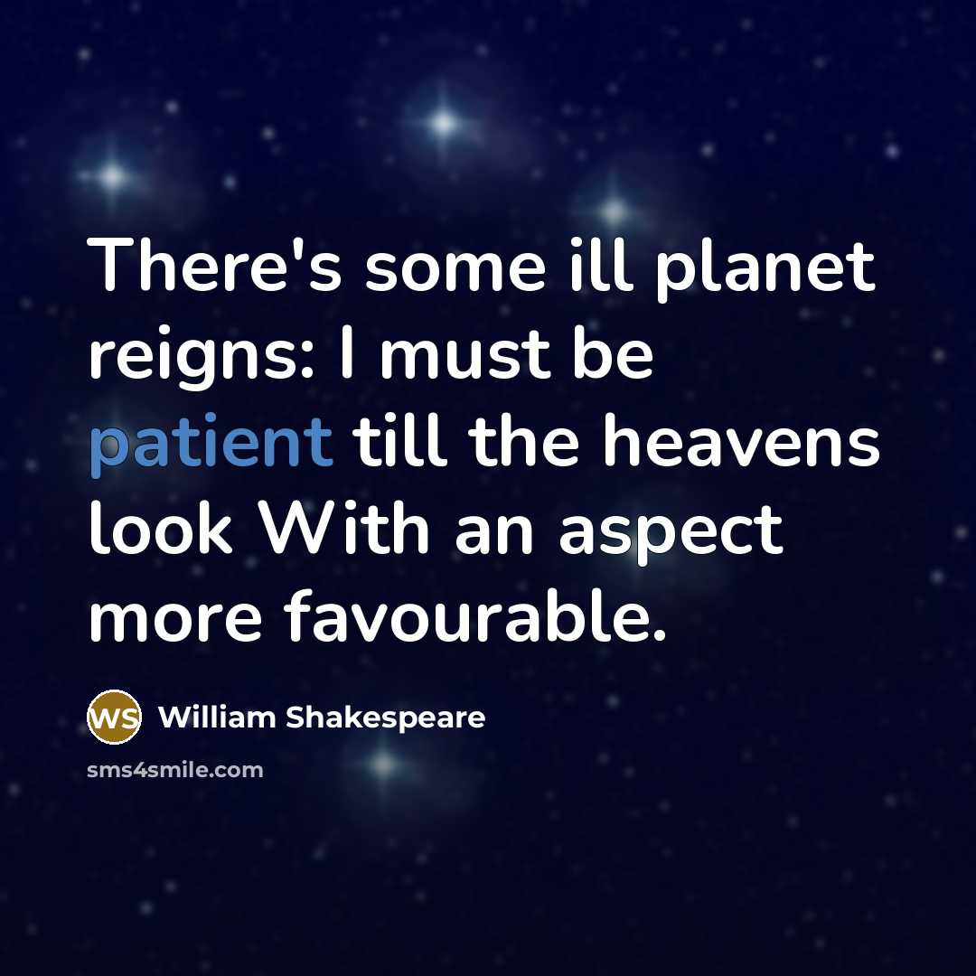 “There's some ill planet reigns: I must be patient till…” quote by William Shakespeare