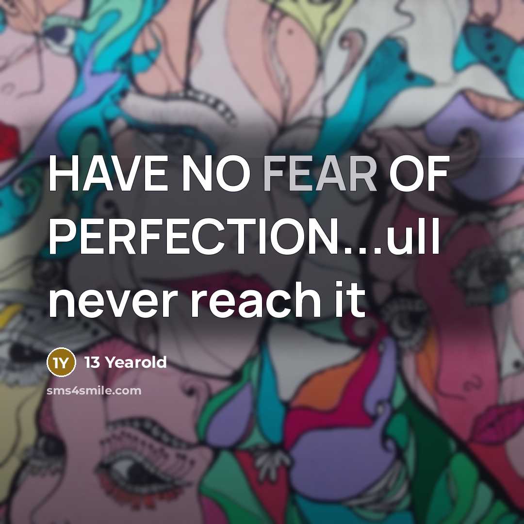 “HAVE NO FEAR OF PERFECTION...ull never reach it…” quote by 13 Yearold