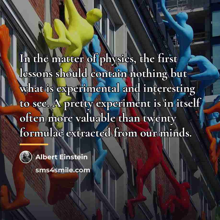 “In the matter of physics, the first lessons should contain…” quote by Albert Einstein