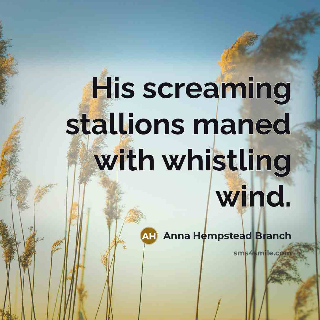 “His screaming stallions maned with whistling wind.…” quote by Anna Hempstead Branch
