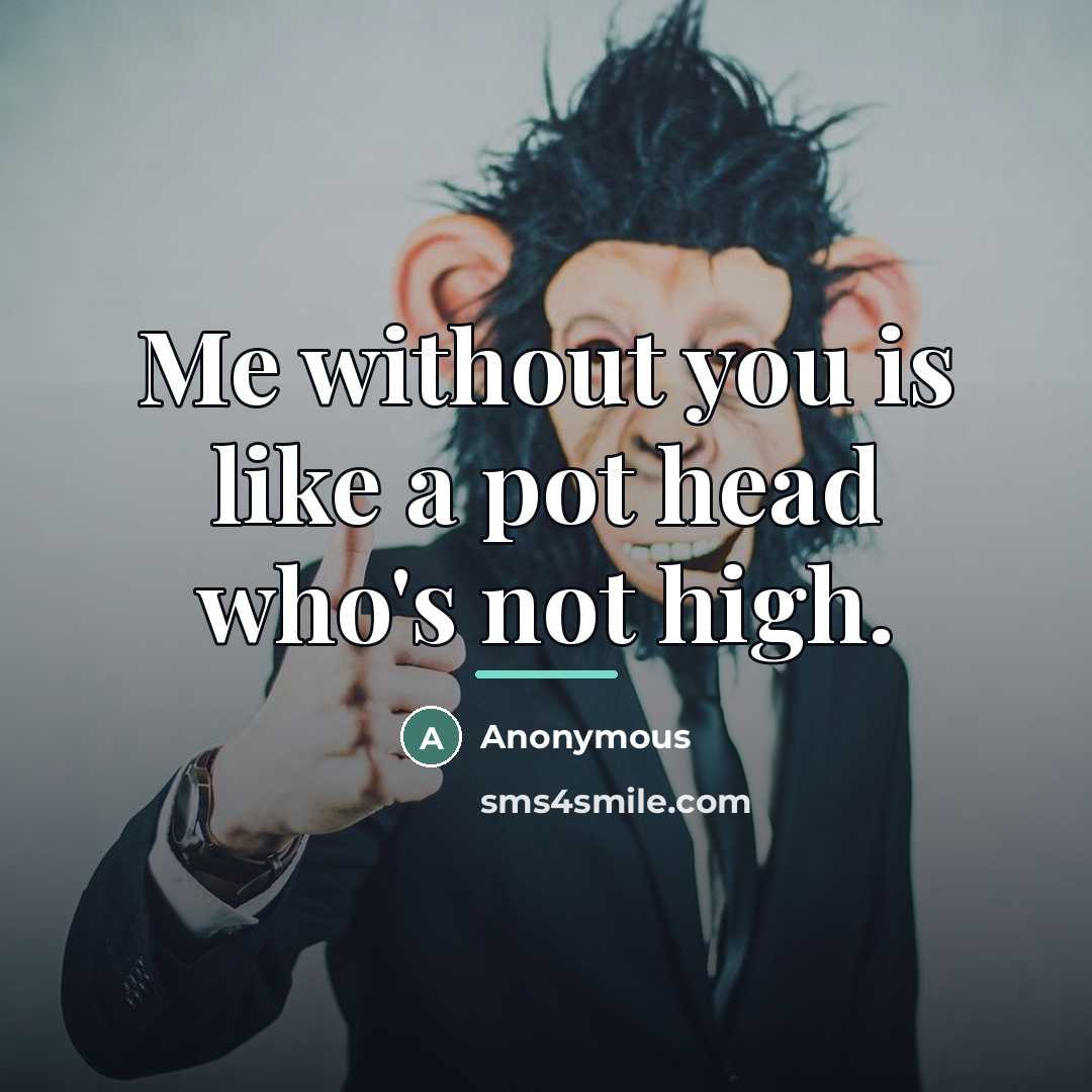 “Me without you is like a pot head who's not…” quote by Anonymous