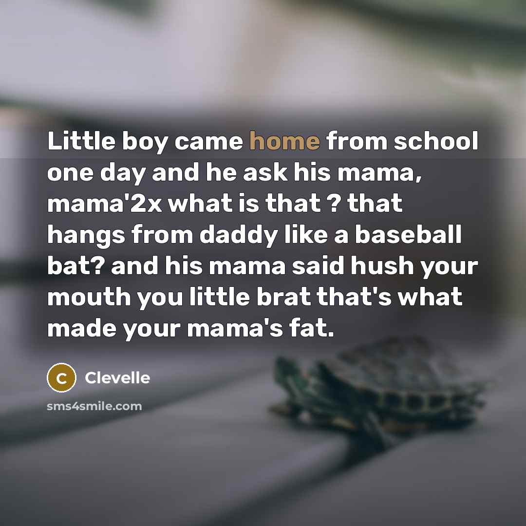 “Little boy came home from school one day and he…” quote by Clevelle