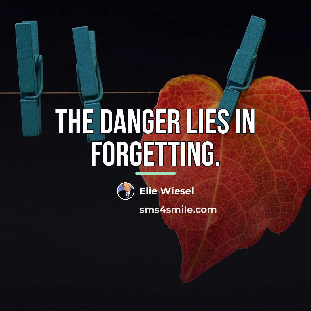 “The danger lies in forgetting.…” quote by Elie Wiesel