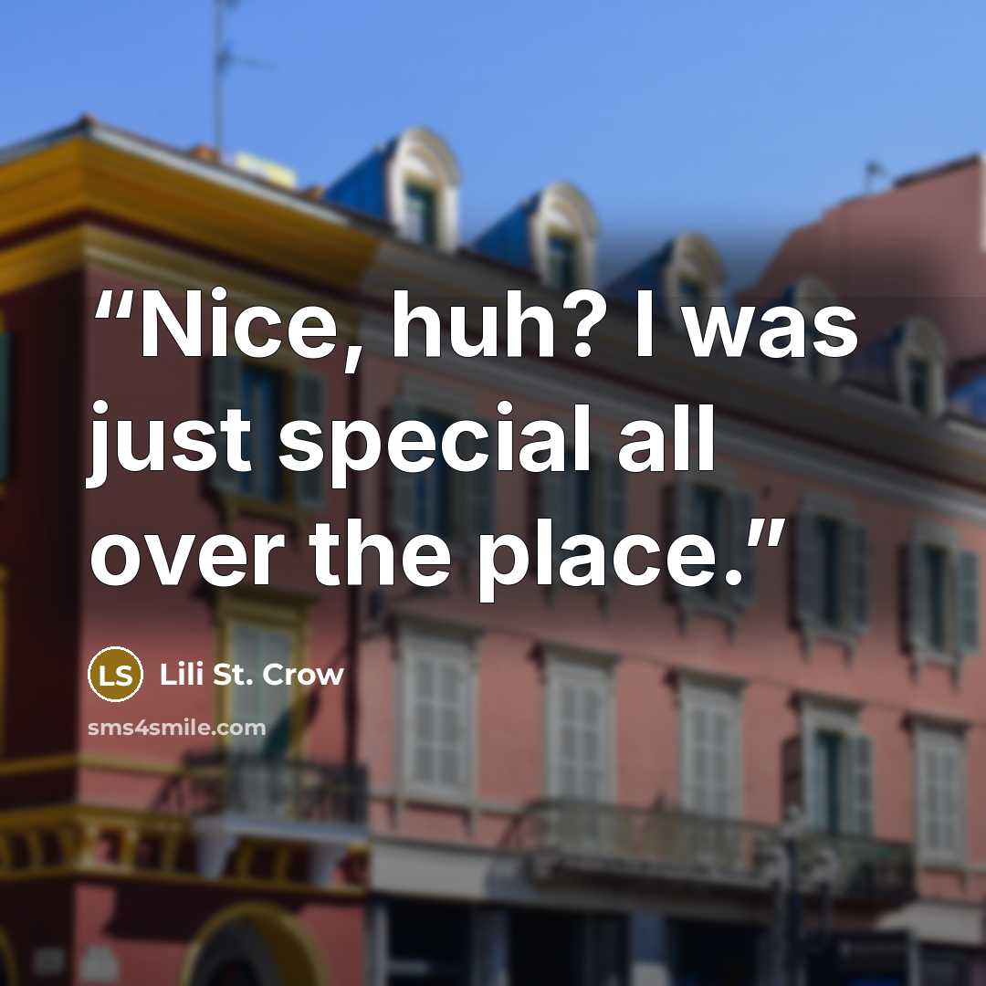 “Nice, huh? I was just special all over the place.” quote by Lili St. Crow