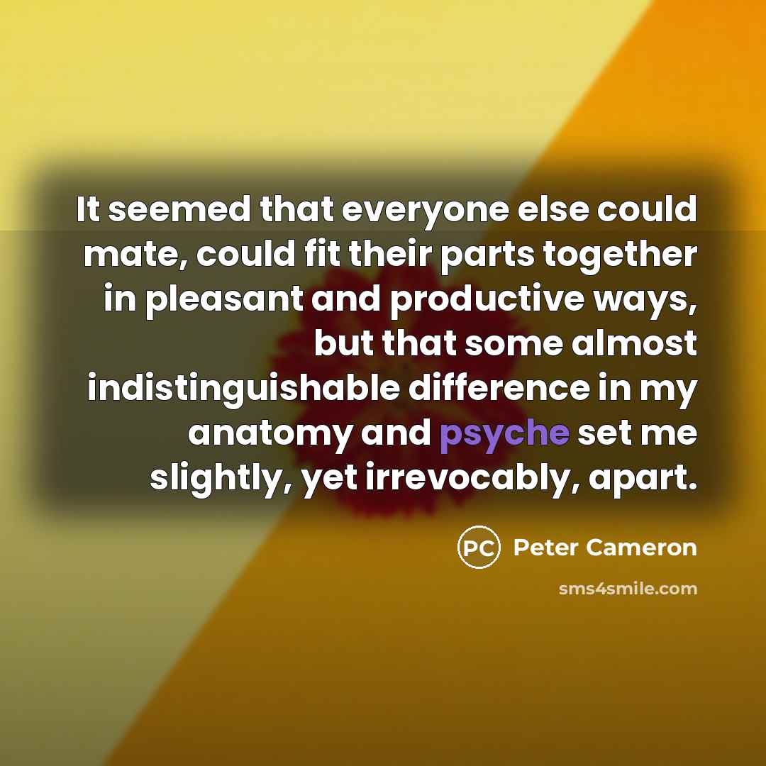 “It seemed that everyone else could mate, could fit their…” quote by Peter Cameron