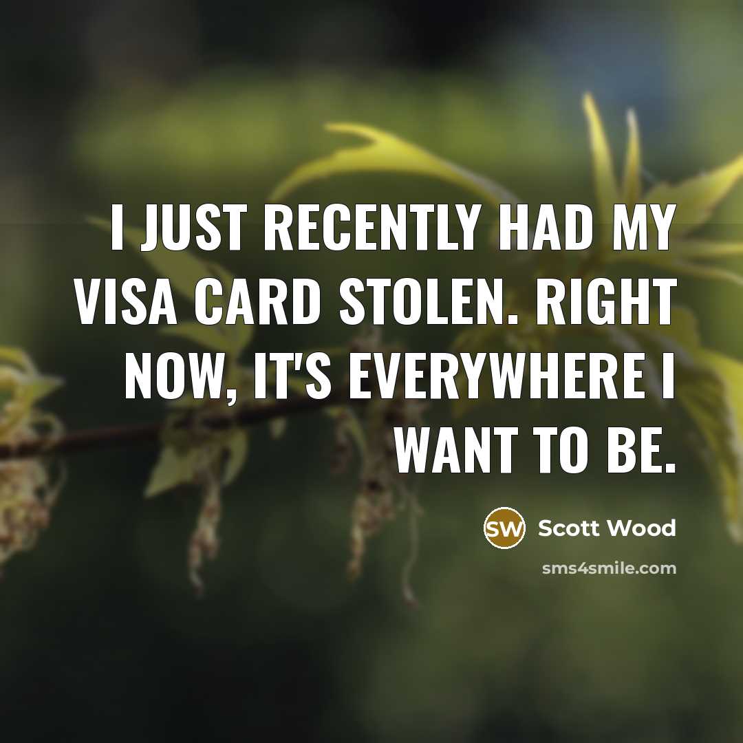 “I just recently had my Visa card stolen. Right now,…” quote by Scott Wood