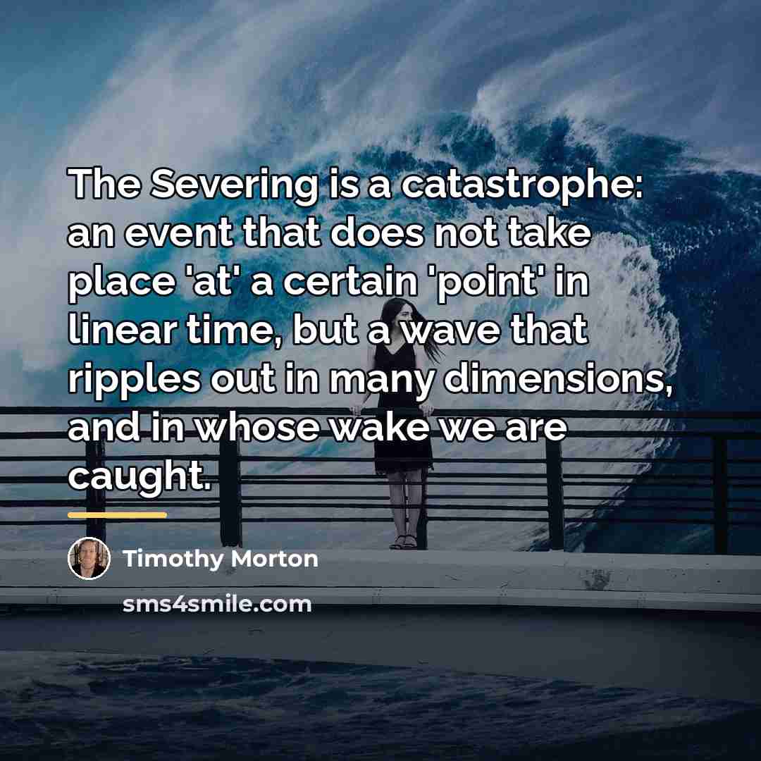 “The Severing is a catastrophe: an event that does not…” quote by Timothy Morton