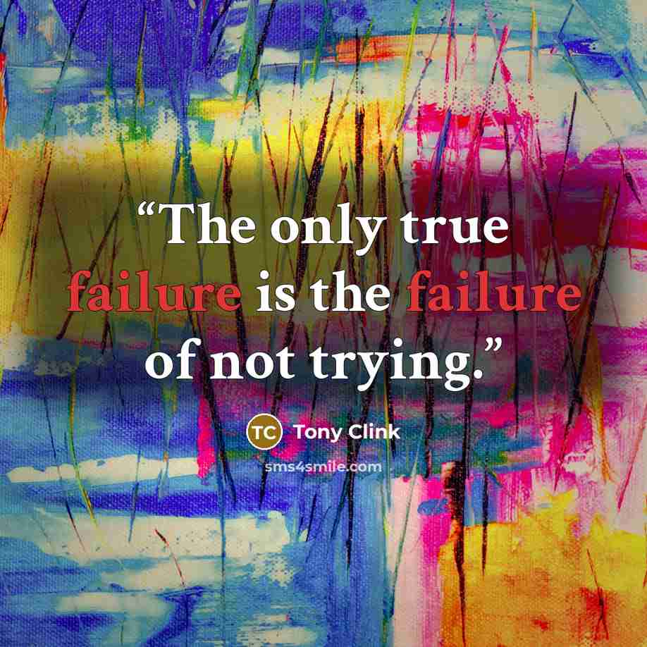 “The only true failure is the failure of not trying.” quote by Tony Clink
