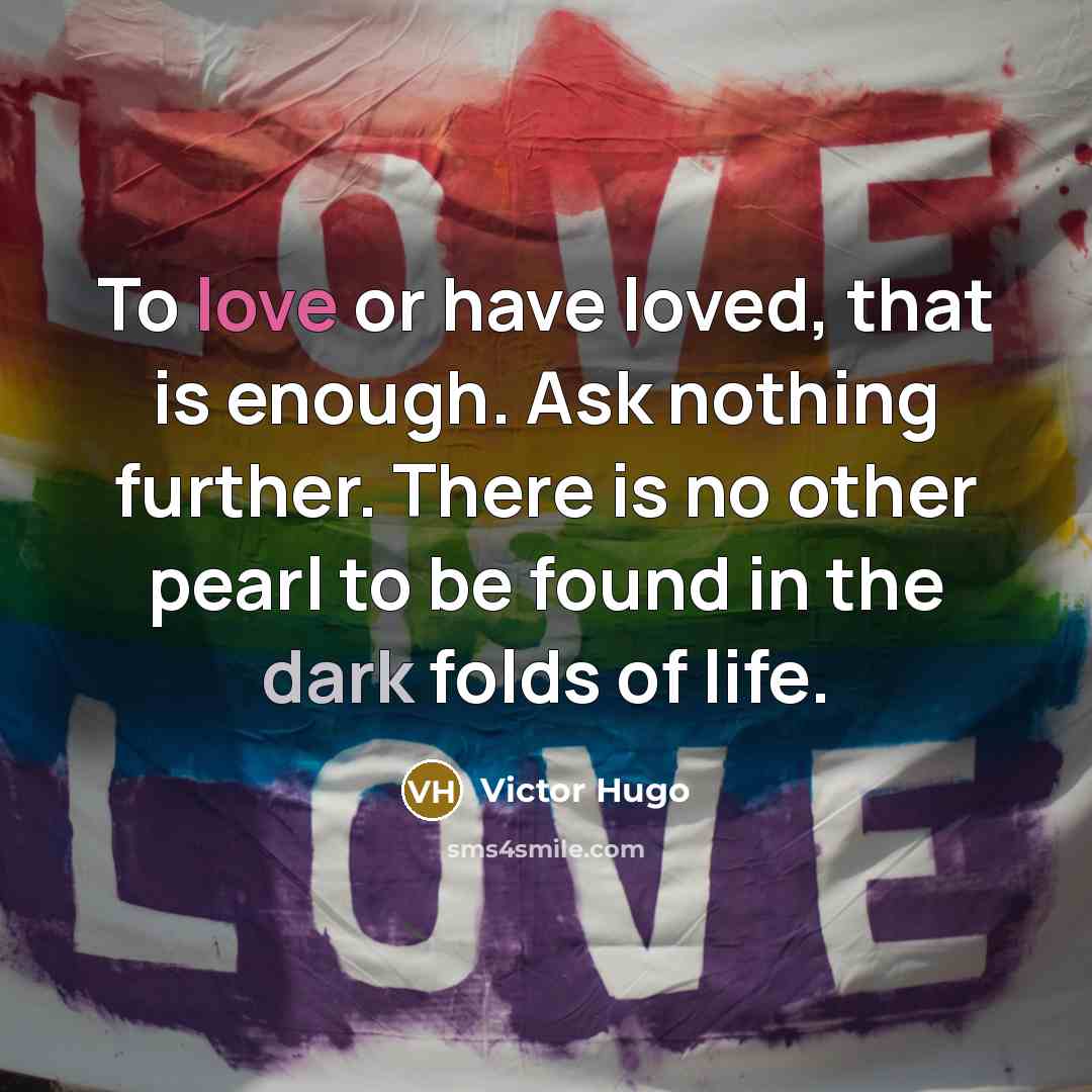 “To love or have loved, that is enough. Ask nothing…” quote by Victor Hugo