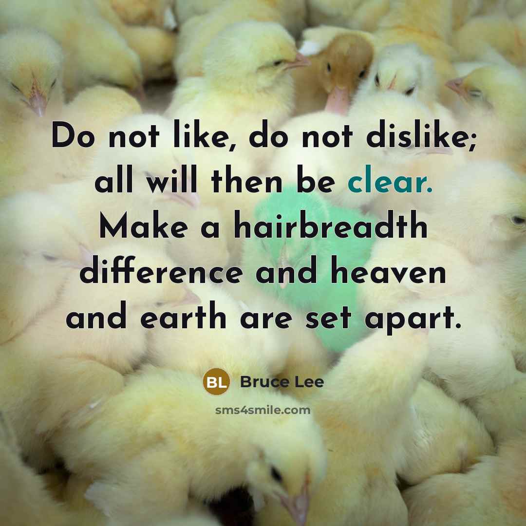 “Do not like, do not dislike; all will then be…” quote by Bruce Lee