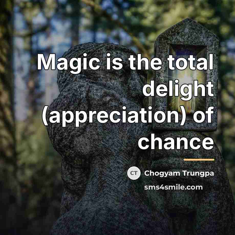 “Magic is the total delight (appreciation) of chance…” quote by Chogyam Trungpa