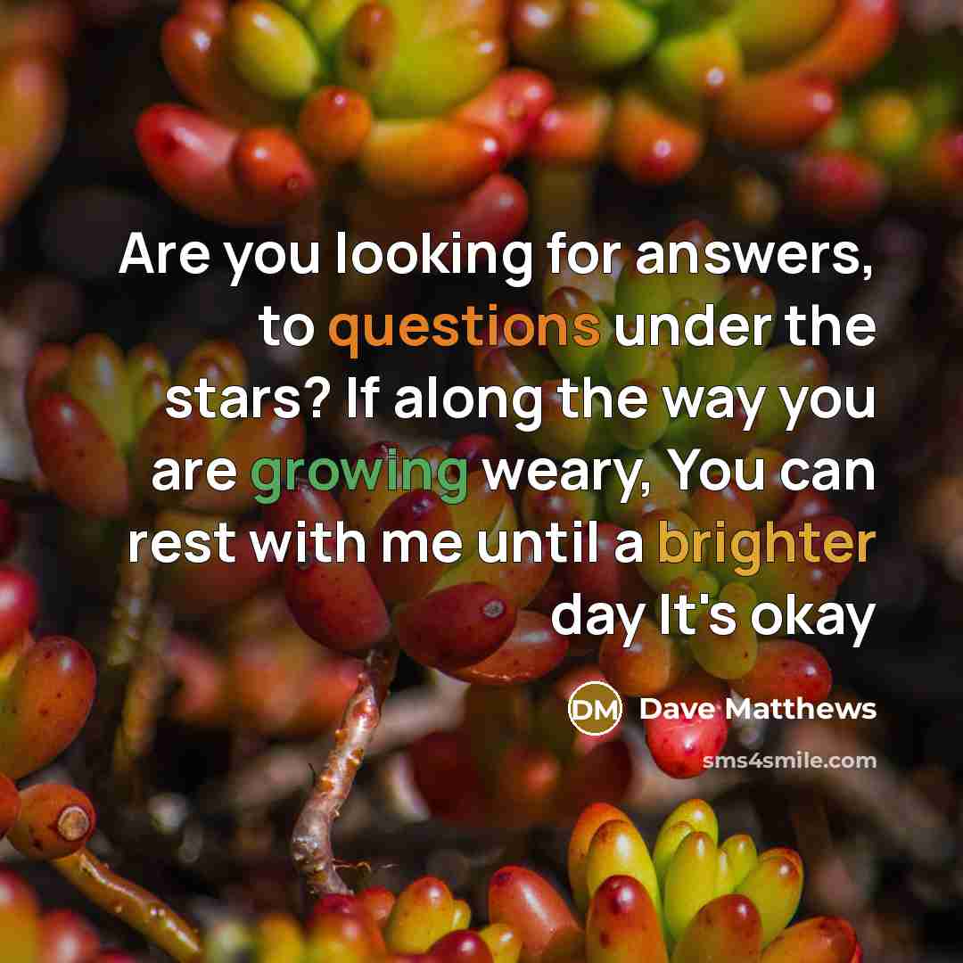 “Are you looking for answers, to questions under the stars?…” quote by Dave Matthews