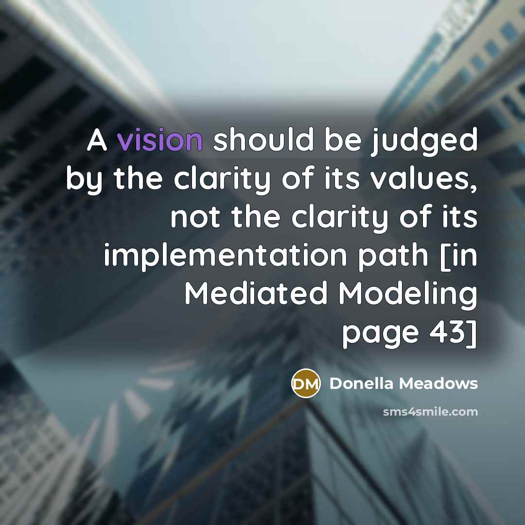 “A vision should be judged by the clarity of its…” quote by Donella Meadows