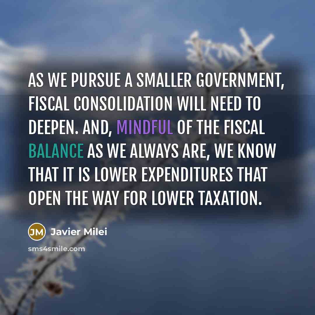 “As we pursue a smaller government, fiscal consolidation will need…” quote by Javier Milei