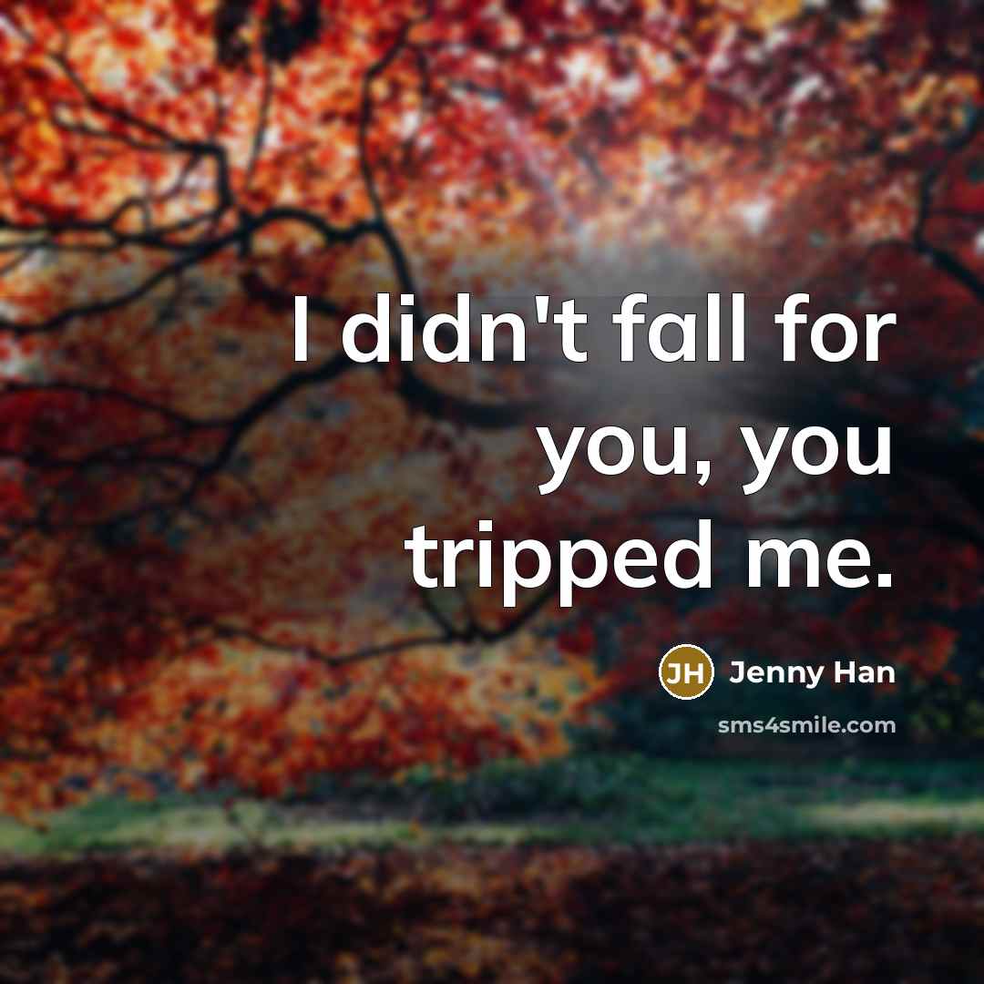 “I didn't fall for you, you tripped me.…” quote by Jenny Han