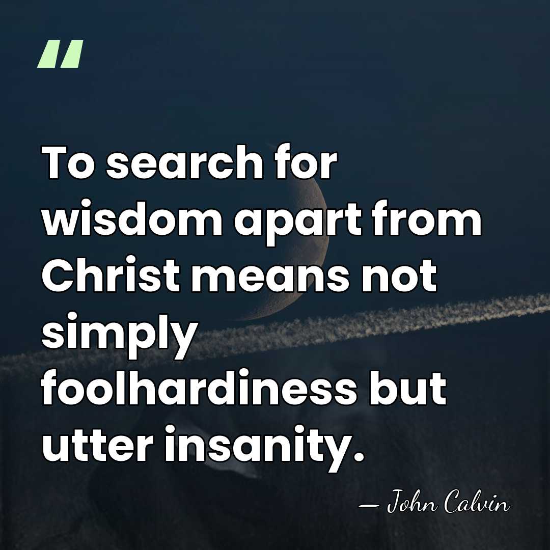 To search for wisdom apart from Christ means not simply foolhardiness but&hellip; - John Calvin