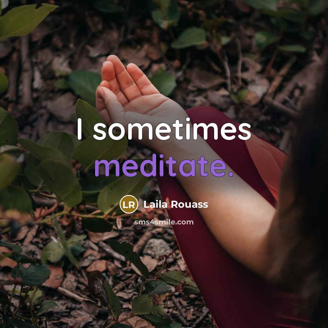 “I sometimes meditate.…” quote by Laila Rouass
