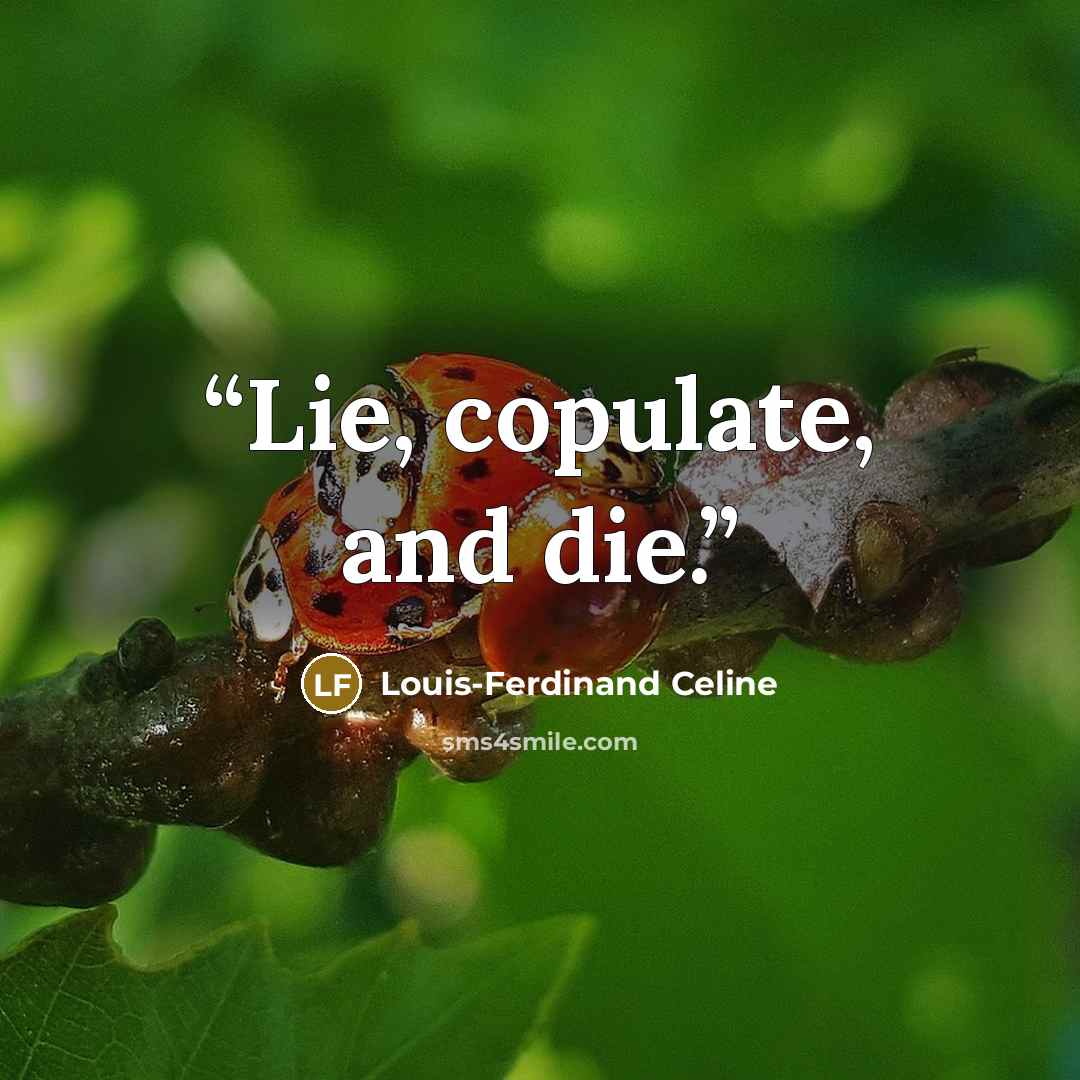 “Lie, copulate, and die.” quote by Louis-Ferdinand Céline