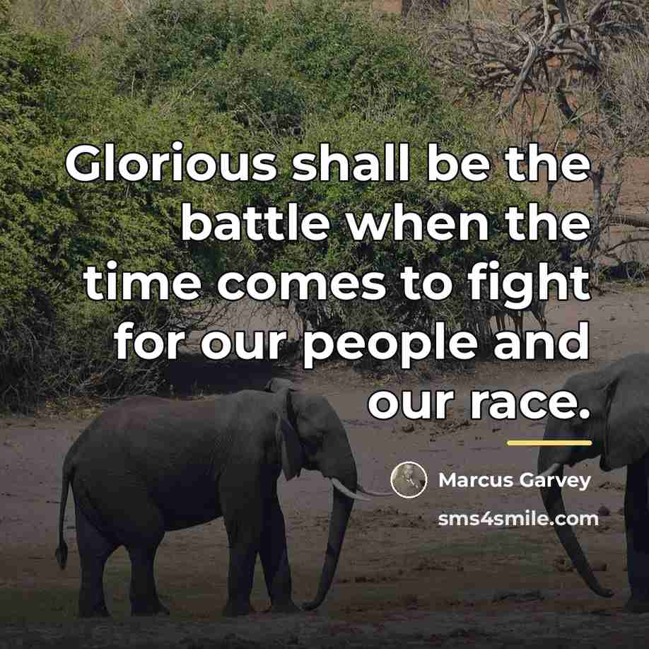 “Glorious shall be the battle when the time comes to…” quote by Marcus Garvey