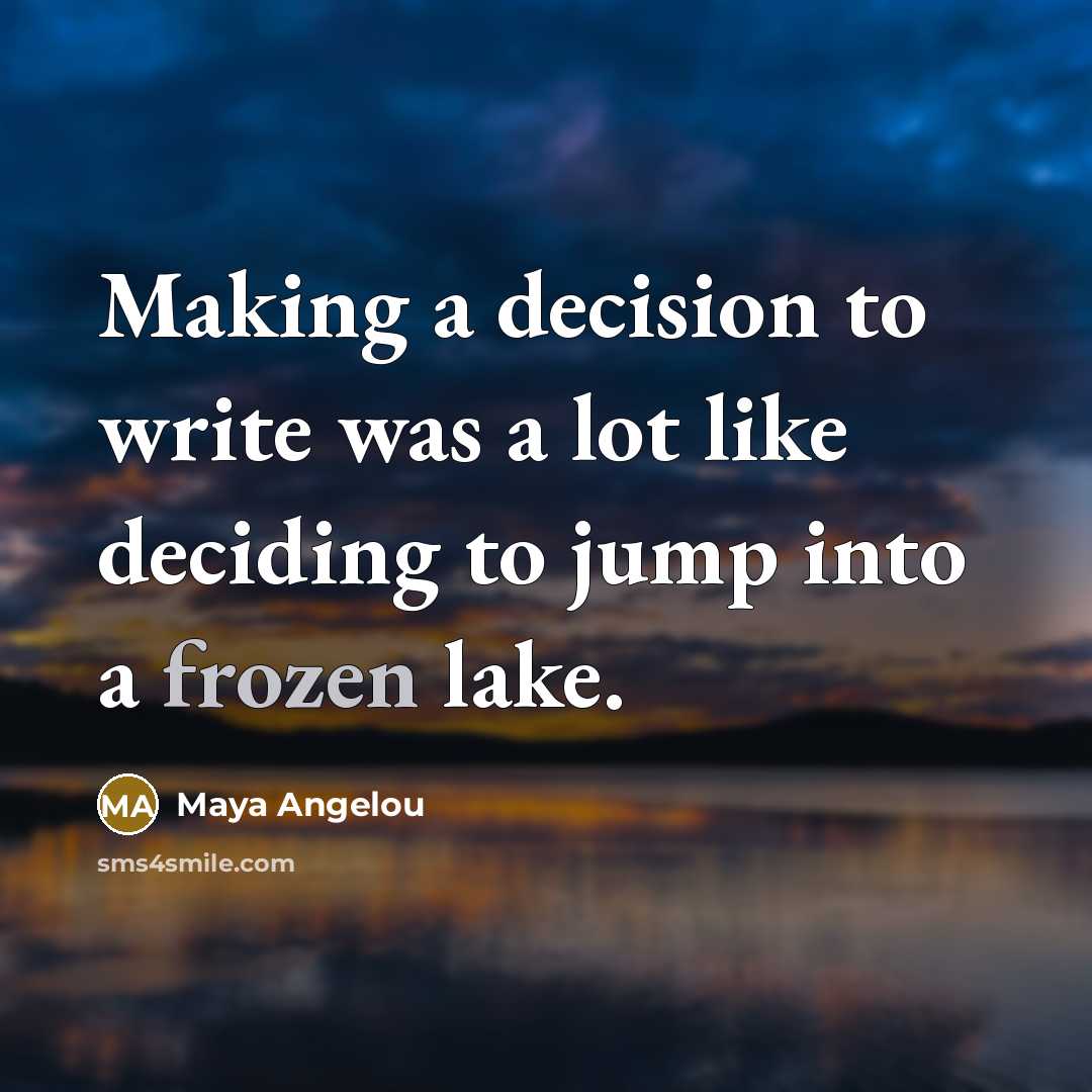 “Making a decision to write was a lot like deciding…” quote by Maya Angelou