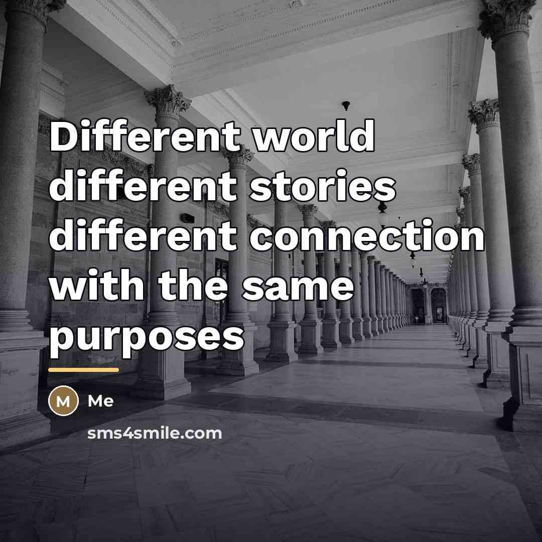 “Different world different stories different connection with the same purposes…” quote by Me