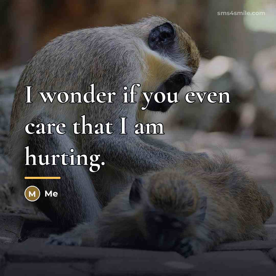“I wonder if you even care that I am hurting.…” quote by Me