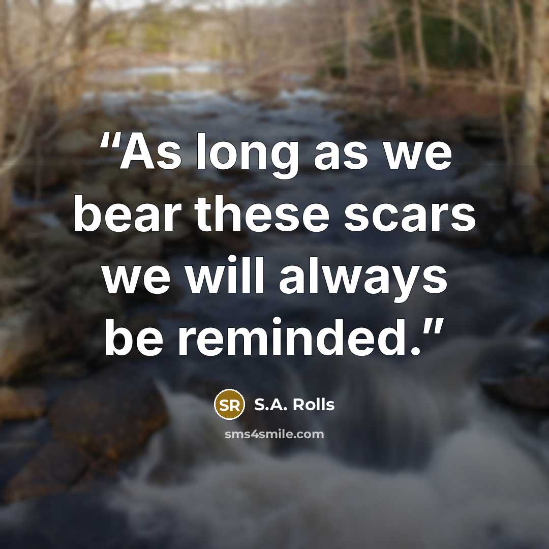 “As long as we bear these scars we will always be reminded.” quote by S.A. Rolls