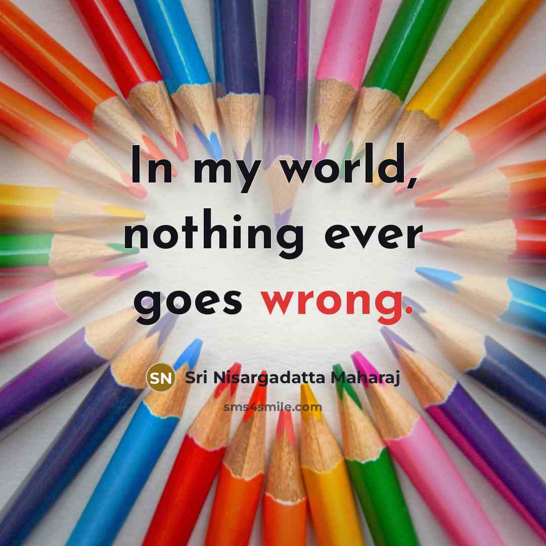 “In my world, nothing ever goes wrong.…” quote by Sri Nisargadatta Maharaj