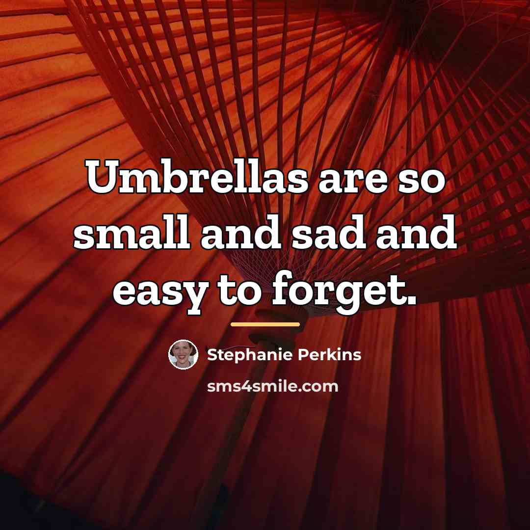 “Umbrellas are so small and sad and easy to forget.…” quote by Stephanie Perkins