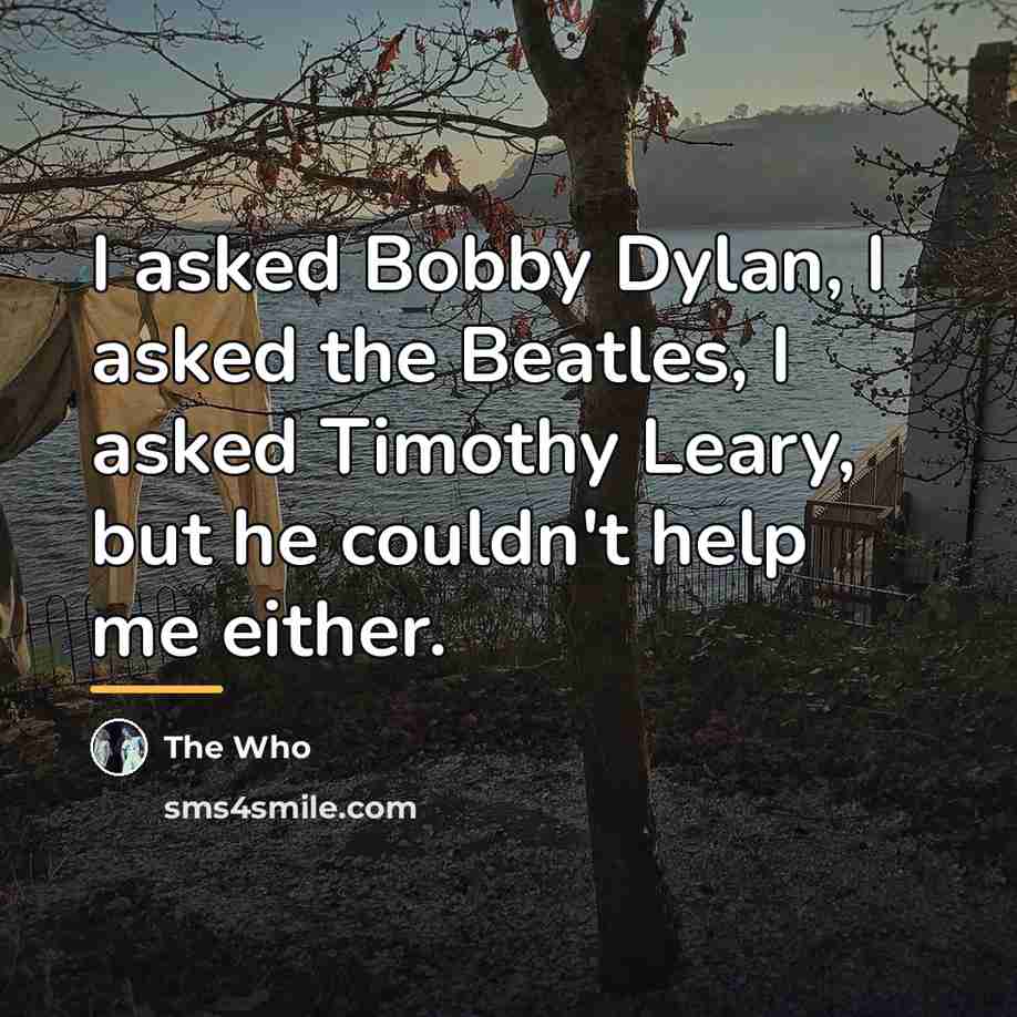 “I asked Bobby Dylan, I asked the Beatles, I asked…” quote by The Who
