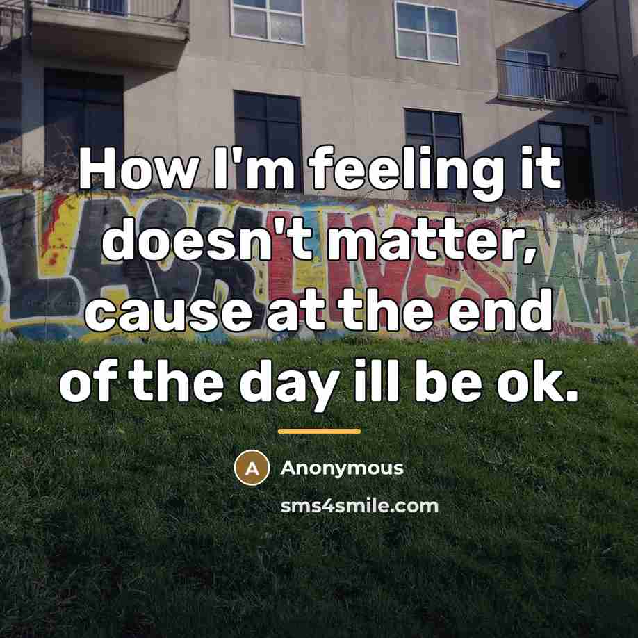 “How I'm feeling it doesn't matter, cause at the end…” quote by Anonymous
