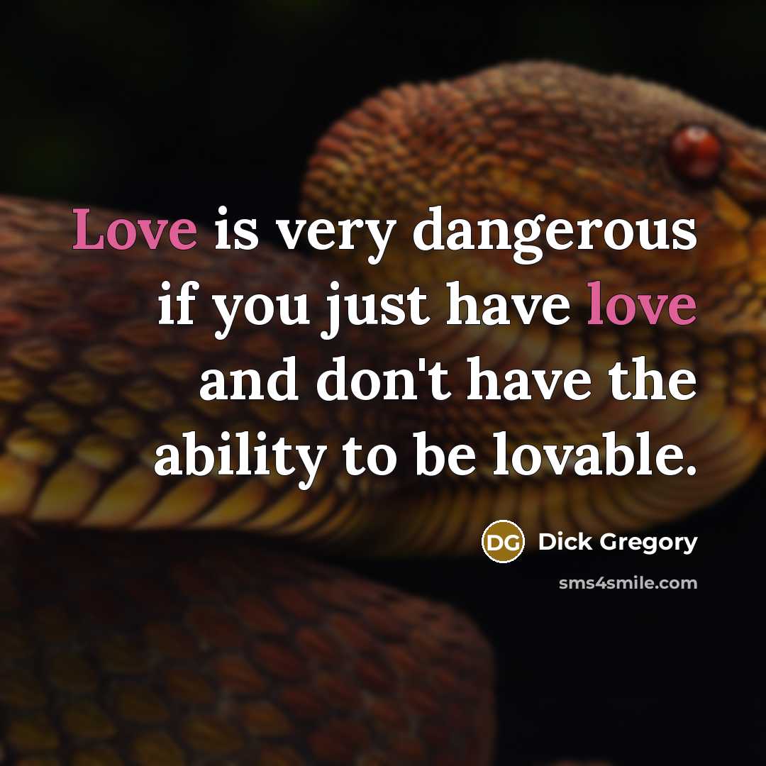 “Love is very dangerous if you just have love and…” quote by Dick Gregory