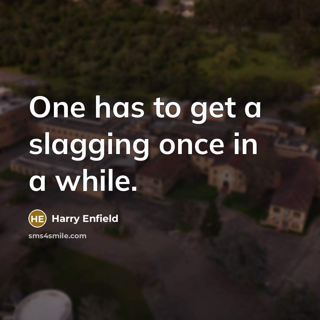 “One has to get a slagging once in a while.…” quote by Harry Enfield