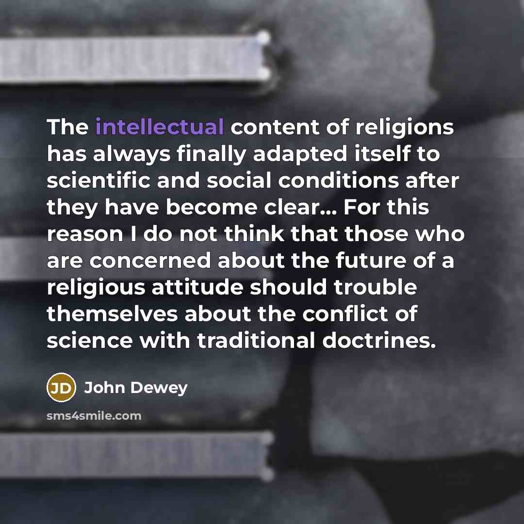 “The intellectual content of religions has always finally adapted itself…” quote by John Dewey