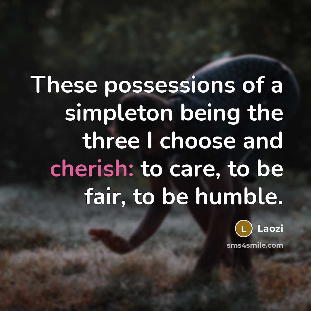 “These possessions of a simpleton being the three I choose…” quote by Laozi