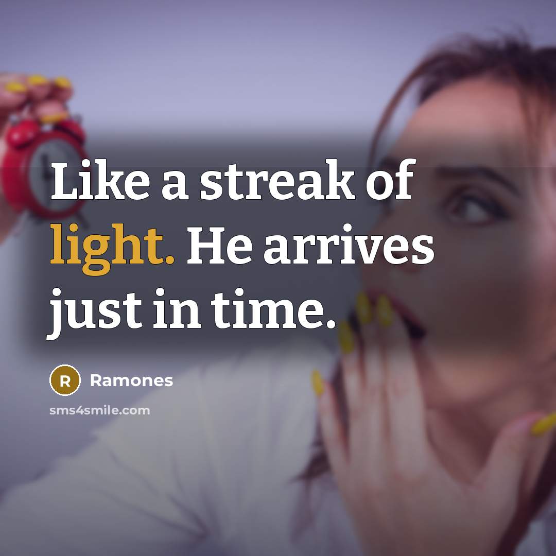 “Like a streak of light. He arrives just in time.…” quote by Ramones