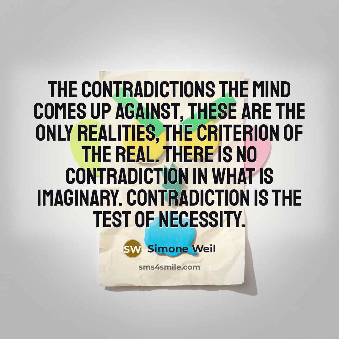 “The contradictions the mind comes up against, these are the…” quote by Simone Weil