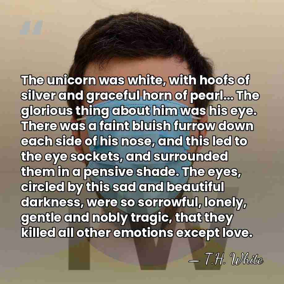 The unicorn was white, with hoofs of silver and graceful horn of&hellip; - T.H. White