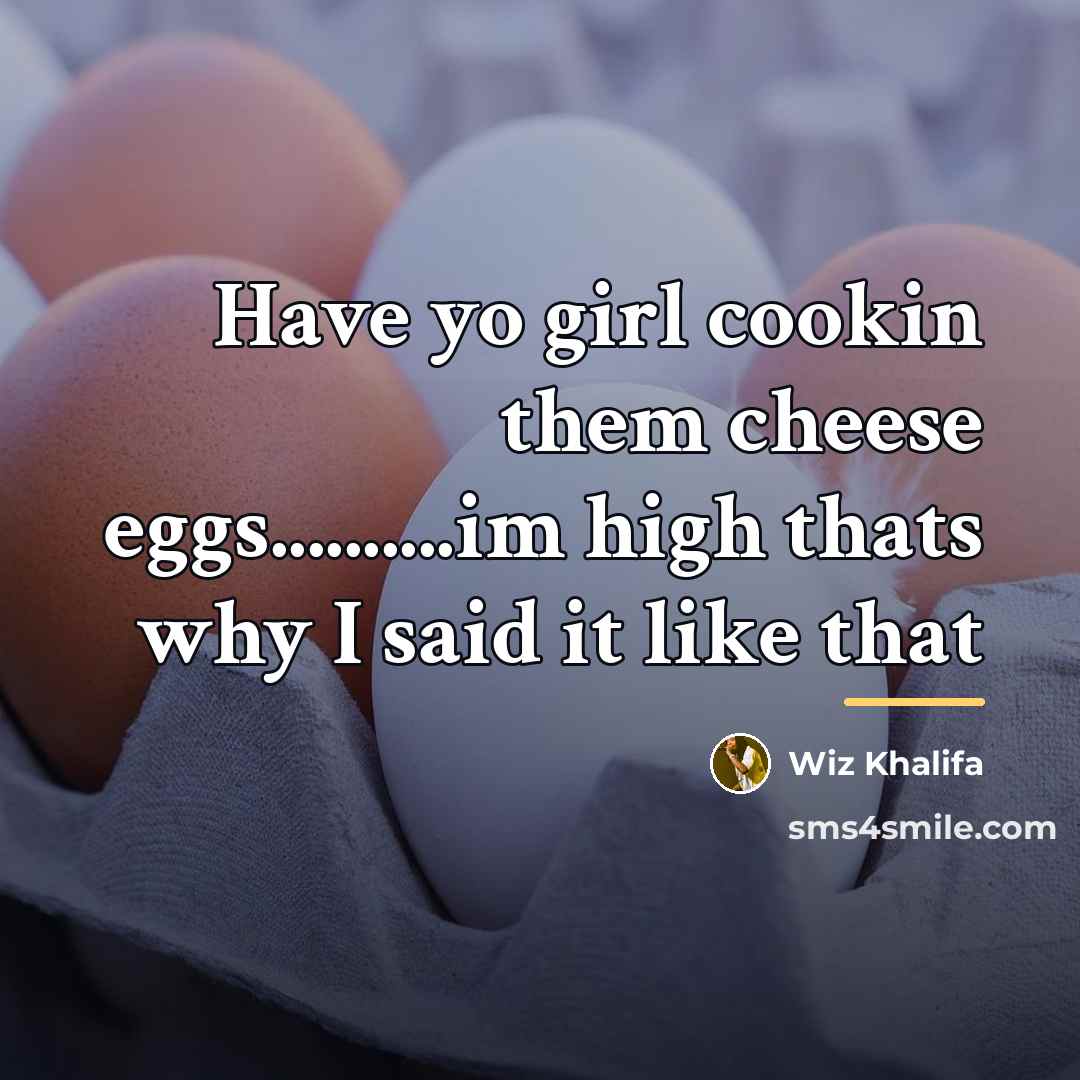 “Have yo girl cookin them cheese eggs..........im high thats why…” quote by Wiz Khalifa