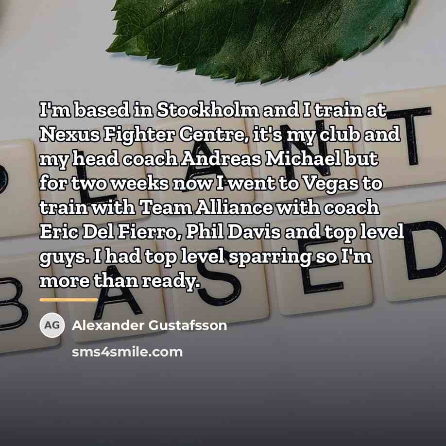 “I'm based in Stockholm and I train at Nexus Fighter…” quote by Alexander Gustafsson